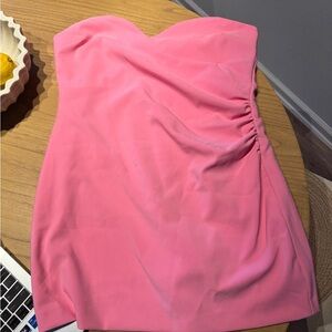 Zara Pink Ruched Strapless Bodycon Dress